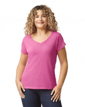 Azalea Gildan 64V00L V-Neck Women's T-Shirts | HXEK59803