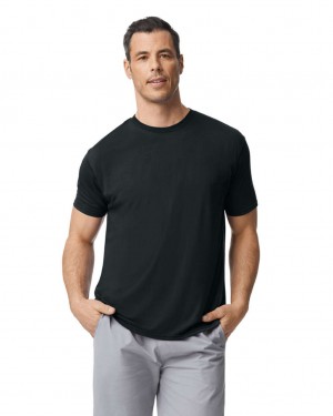 Black Gildan 42000 Men's T-Shirts | JMPC42859