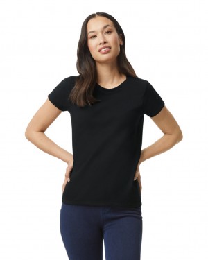 Black Gildan 5000L Women's T-Shirts | OEQS38547