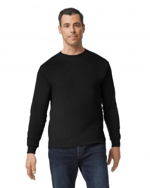 Black Gildan 5400 Long Sleeve Men's T-Shirts | XHSA36741