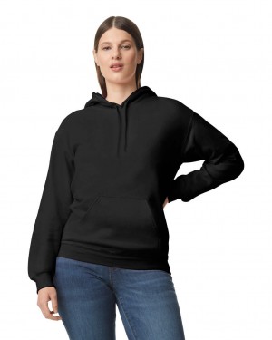 Black Gildan SF500 Midweight Fleece Women's Hoodie | XBET71253