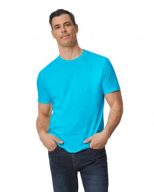 Caribbean Blue Gildan 980 Men's T-Shirts | HOXR94672