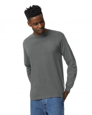 Charcoal Gildan 2400 Long Sleeve Men's T-Shirts | TXHG07968