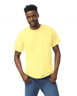 Cornsilk Gildan 5000 Men's T-Shirts | RLDV61349