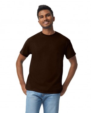 Dark Chocolate Gildan 5000 Men's T-Shirts | OZQY09483