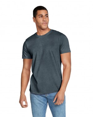 Dark Heather Gildan 64000 Men's T-Shirts | CZKE13548