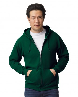 Forest Green Gildan 18600 Full Zip Hoodie Men's Hoodie | IRNZ35907