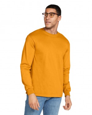 Gold Gildan 2400 Long Sleeve Men's T-Shirts | HIMC01527