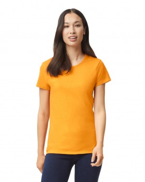 Gold Gildan 5000L Women's T-Shirts | RFDP19267