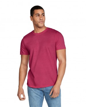 Heather Cardinal Gildan 64000 Men's T-Shirts | JXPL31594