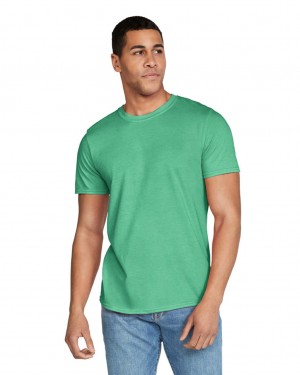 Heather Irish Green Gildan 64000 Men's T-Shirts | LEZF56832