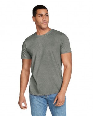 Heather Military Green Gildan 64000 Men's T-Shirts | NMDG91374