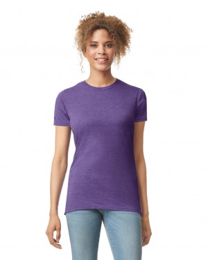 Heather Purple Gildan 64000L Women's T-Shirts | IJQB89574