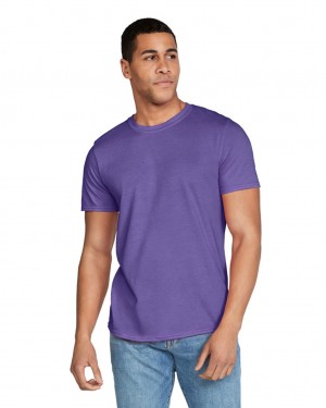 Heather Purple Gildan 64000 Men's T-Shirts | CDKP80493