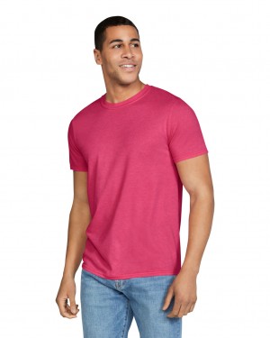 Heather Red Gildan 64000 Men's T-Shirts | YDGW62319