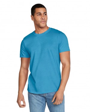 Heather Sapphire Gildan 64000 Men's T-Shirts | XNVL46027