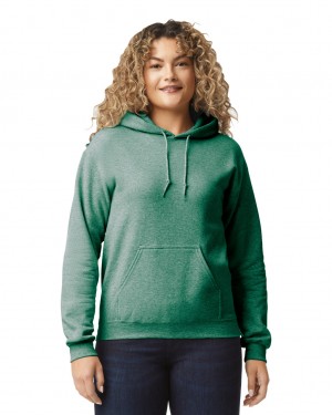 Heather Sport Dark Green Gildan 18500 Hoodie Women's Hoodie | FTOA49501