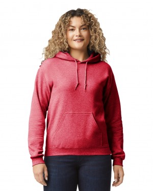 Heather Sport Scarlet Red Gildan 18500 Hoodie Women's Hoodie | HWOB78360