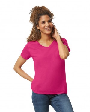 Heliconia Gildan 5V00L V-Neck Women's T-Shirts | SUZL29346