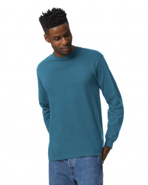 Indigo Blue Gildan 2400 Long Sleeve Men's T-Shirts | JIEP26501