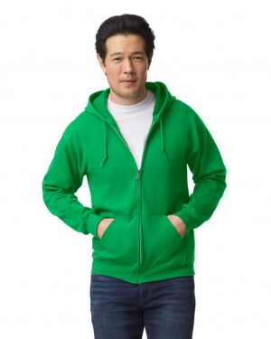 Irish Green Gildan 18600 Full Zip Hoodie Men's Hoodie | POYL13650