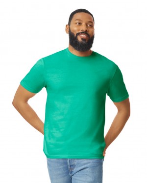 Kelly Green Gildan 64000 Men's T-Shirts | CWML85061