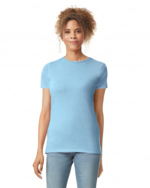 Light Blue Gildan 64000L Women's T-Shirts | VJDA14573