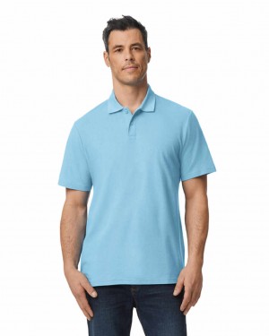 Light Blue Gildan 64800 Pique Polo Men's Polo | ERLO24590