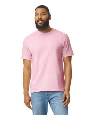 Light Pink Gildan 64000 Men's T-Shirts | JUOS84196