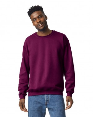 Maroon Gildan 18000 Crewneck Sweatshirt Men's Sweatshirt | SBNR59713