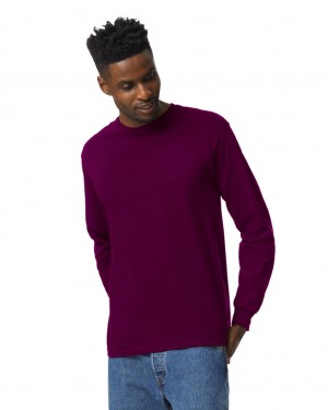 Maroon Gildan 2400 Long Sleeve Men's T-Shirts | GFXK09175