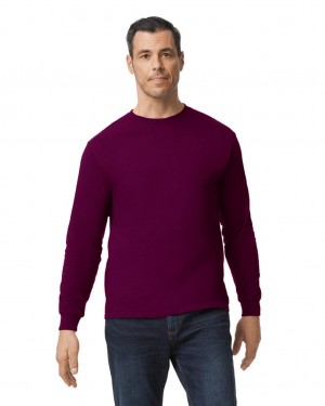 Maroon Gildan 5400 Long Sleeve Men's T-Shirts | MFZR32497