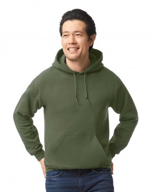 Military Green Gildan 18500 Hoodie Men's Sweatshirt | SPUI83074