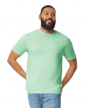 Mint Green Gildan 64000 Men's T-Shirts | JGLI35091