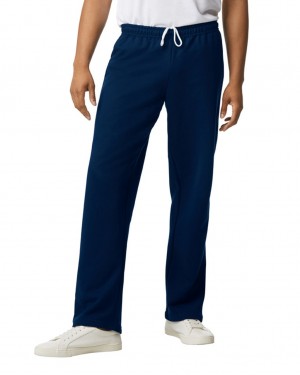 Navy Gildan 18400 Open Bottom Sweatpants Men's Sweatpants | UWOY98760