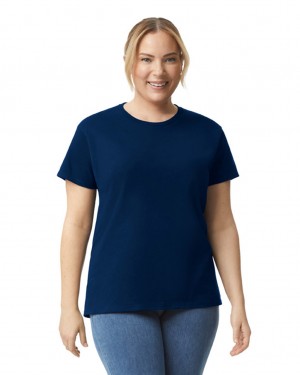 Navy Gildan 2000L Women's T-Shirts | DOEV78903