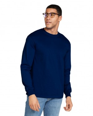 Navy Gildan 2400 Long Sleeve Men's T-Shirts | PDSZ50972