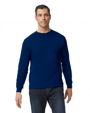 Navy Gildan 5400 Long Sleeve Men's T-Shirts | QPDI21834