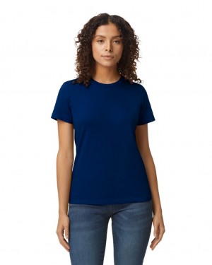 Navy Gildan 65000L Midweight Women's T-Shirts | CEOR95184