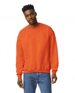 Orange Gildan 18000 Crewneck Sweatshirt Men's Sweatshirt | STFL26043