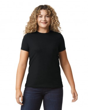 Pitch Black Gildan 67000L CVC Women's T-Shirts | UNPQ76143