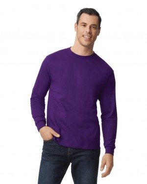 Purple Gildan 5400 Long Sleeve Men's T-Shirts | TZOC62950