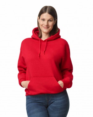 Red Gildan 12500 Hoodie Women's Sweatshirt | CVRS54982