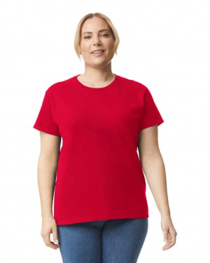 Red Gildan 2000L Women's T-Shirts | FKSE76081