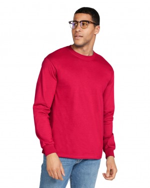 Red Gildan 2400 Long Sleeve Men's T-Shirts | SFRK25613