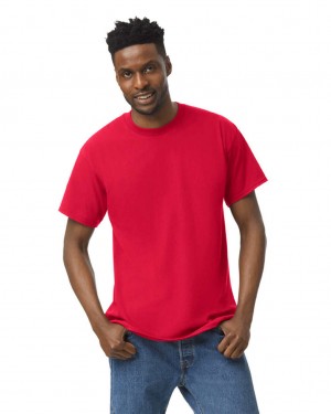 Red Gildan 5000 Men's T-Shirts | HVZQ01953