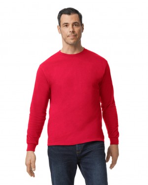 Red Gildan 5400 Long Sleeve Men's T-Shirts | GKZW97856