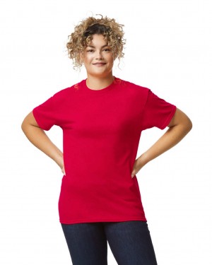 Red Gildan 8000 Women's T-Shirts | GKWJ76981