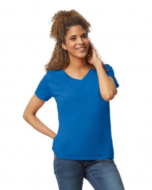 Royal Gildan 5V00L V-Neck Women's T-Shirts | VMTQ45093