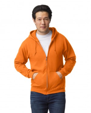 S Orange Gildan 18600 Full Zip Hoodie Men's Sweatshirt | VYLB72904